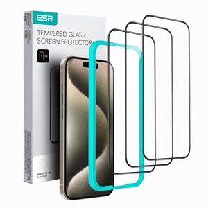 ESR 2 Pack for iPhone 15 Pro Max Screen Protector 2 Black Edge Tempered-Glass...